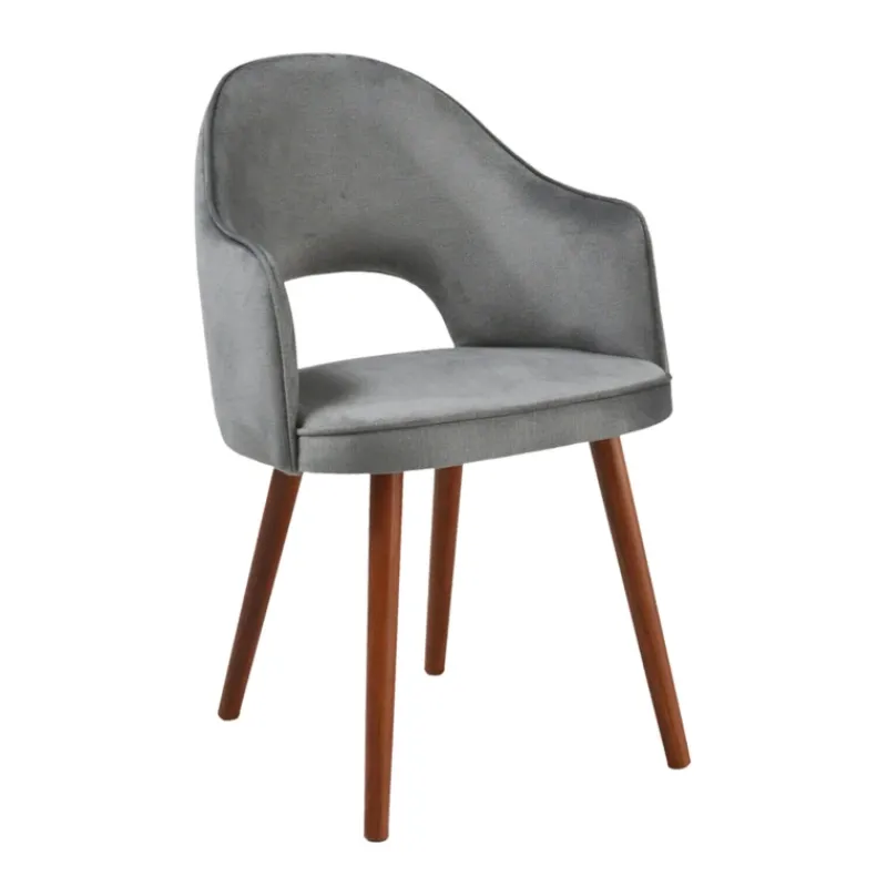 Sessio Bistrot Fauteuil cosy en tissu avec dossier ajouré et pieds bois* Chaise De Salle à Manger|Chaise Salon