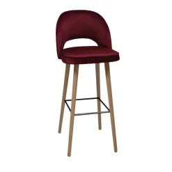 Sessio Bistrot Tabouret de bar en tissu dossier ajouré avec pieds en bois* Tabouret De Bar (assise +/- 80 Cm)