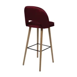 Sessio Bistrot Tabouret de bar en tissu dossier ajouré avec pieds en bois* Tabouret De Bar (assise +/- 80 Cm)