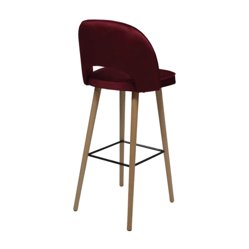 Sessio Bistrot Tabouret de bar en tissu dossier ajouré avec pieds en bois* Tabouret De Bar (assise +/- 80 Cm)