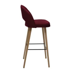 Sessio Bistrot Tabouret de bar en tissu dossier ajouré avec pieds en bois* Tabouret De Bar (assise +/- 80 Cm)