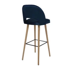 Sessio Bistrot Tabouret de bar en tissu dossier ajouré avec pieds en bois* Tabouret De Bar (assise +/- 80 Cm)