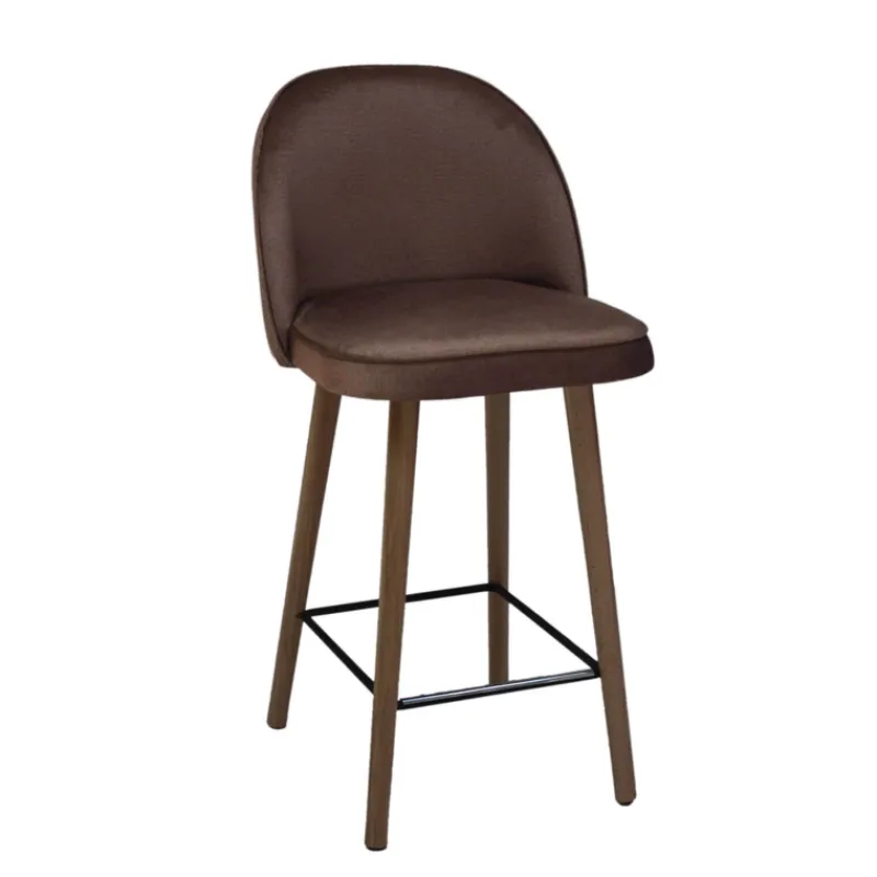 Sessio Bistrot Tabouret snack confortable en tissu avec pieds en bois* Tabouret Snack (assise +/- 65 Cm)|Tabouret De Bar (assise +/- 80 Cm)