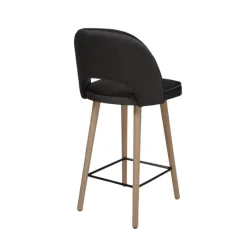 Sessio Bistrot Tabouret snack en tissu dossier ajouré avec pieds en bois* Tabouret Snack (assise +/- 65 Cm)|Tabouret De Bar (assise +/- 80 Cm)