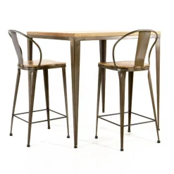 Jayso Bolonia AM412 Table industrielle carrée en métal et bois* Table De Cuisine