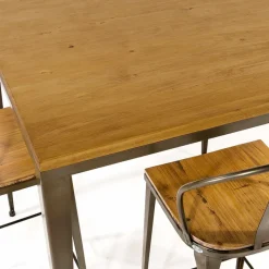 Jayso Bolonia AM412 Table industrielle carrée en métal et bois* Table De Cuisine