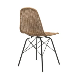 BornéoChaise tressée bohème avec pieds Eiffel* Chaise De Salle à Manger|Chaise Salon