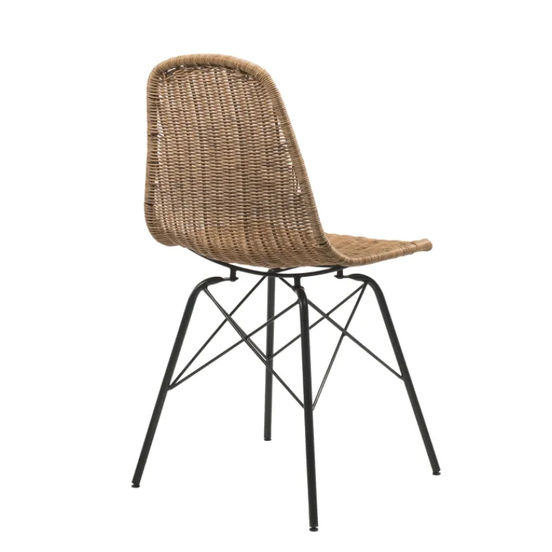 BornéoChaise tressée bohème avec pieds Eiffel* Chaise De Salle à Manger|Chaise Salon