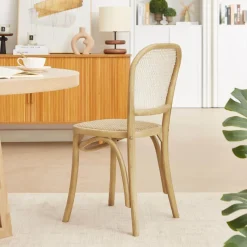 BrasserieChaise bistrot en bois et cannage* Chaise De Cuisine|Chaise De Salle à Manger