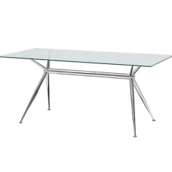 Midj Brioso ® Table en verre design avec pieds en X métalliques* Table De Salle à Manger
