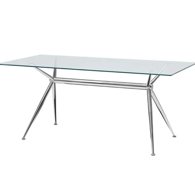 Midj Brioso ® Table en verre design avec pieds en X métalliques* Table De Salle à Manger