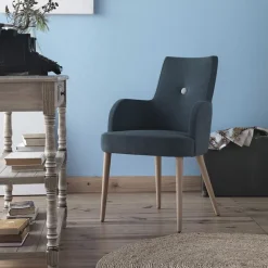 Lujosa Brisa Bridge Fauteuil confortable en tissu et pieds bois* Chaise De Salle à Manger|Chaise Salon