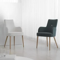 Lujosa Brisa Bridge Fauteuil confortable en tissu et pieds bois* Chaise De Salle à Manger|Chaise Salon