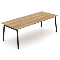 Perfecta Bérénice Table extensible en mélaminé chêne naturel avec pieds en métal noir* Table De Salle à Manger