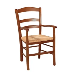 Brocéliande Fauteuil en bois rustique et paille* Chaise De Cuisine|Chaise De Salle à Manger