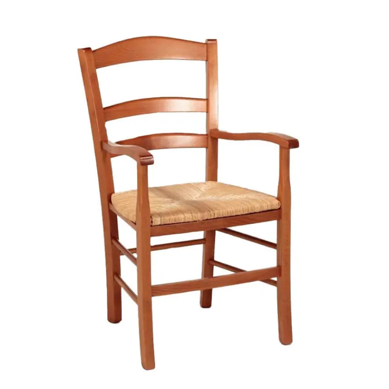 Brocéliande Fauteuil en bois rustique et paille* Chaise De Cuisine|Chaise De Salle à Manger
