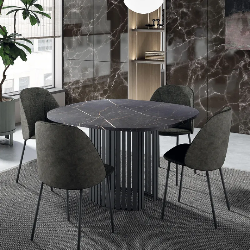 Perfecta Canvas Table design carrée avec bords arrondis et pied central ajouré* Table De Cuisine|Table De Salle à Manger