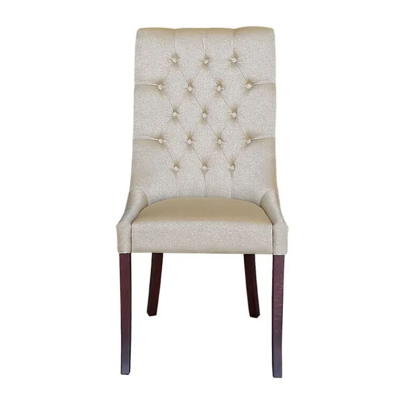 Lujosa Carol Chaise matelassée en tissu pieds bois* Chaise De Salle à Manger|Chaise Salon