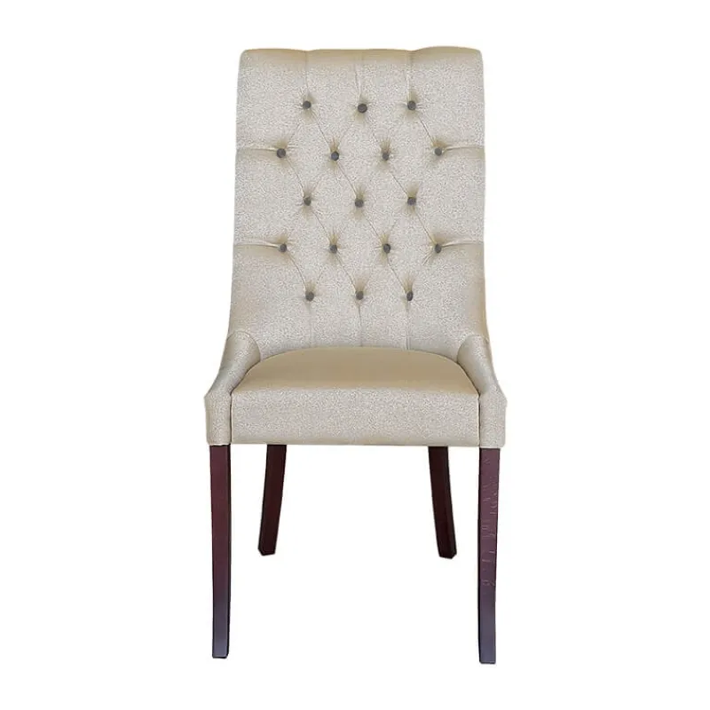 Lujosa Carol Chaise matelassée en tissu pieds bois* Chaise De Salle à Manger|Chaise Salon