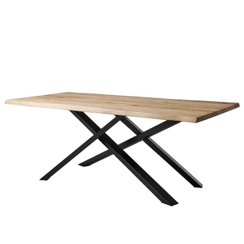 Corom export Carte Table rectangulaire industrielle en bois massif et pieds mikado* Table De Salle à Manger