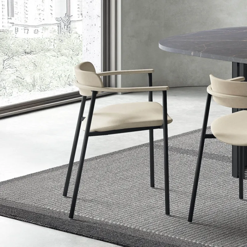 Perfecta Cassis Fauteuil moderne en tissu avec accoudoirs et pieds en métal* Chaise De Salle à Manger|Fauteuil De Salon