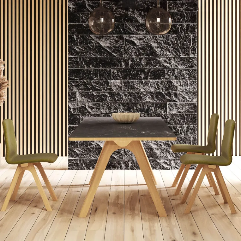 Dasras Chevron Table de designer en céramique et bois* Table De Salle à Manger