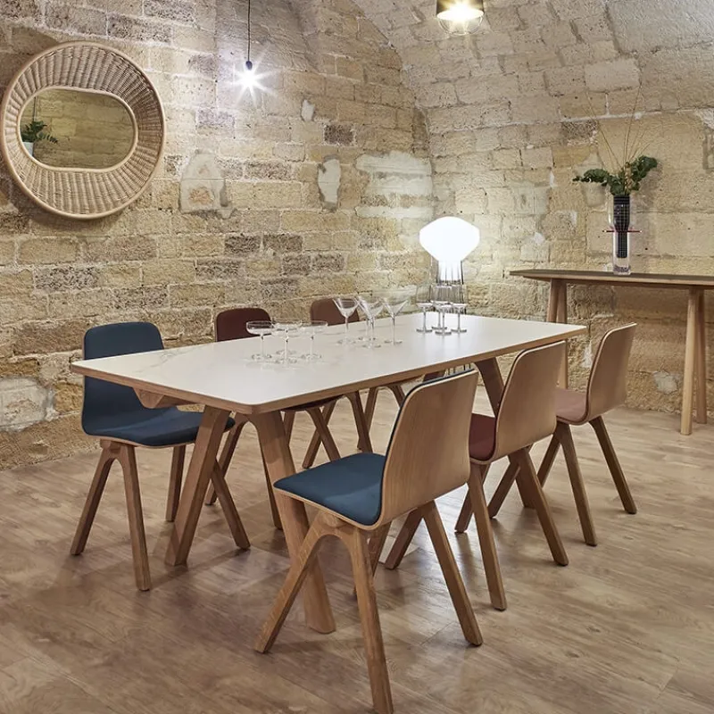 Dasras Chevron Table de designer en céramique et bois* Table De Salle à Manger