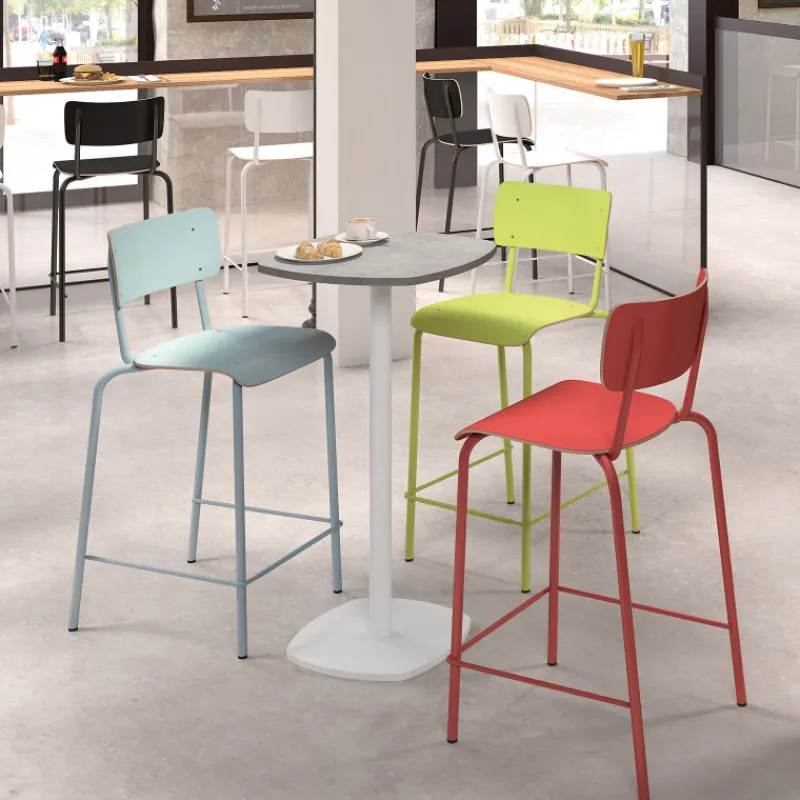 Perfecta Circa Table snack de cuisine carrée aux bords arrondis avec pied central* Table De Cuisine|Table Pour Petit Espace