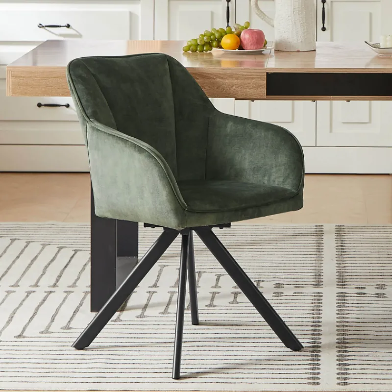 ClaudieFauteuil cosy pivotant en tissu avec pieds en métal* Chaise De Salle à Manger|Chaise De Bureau