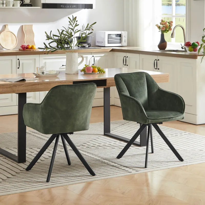 ClaudieFauteuil cosy pivotant en tissu avec pieds en métal* Chaise De Salle à Manger|Chaise De Bureau