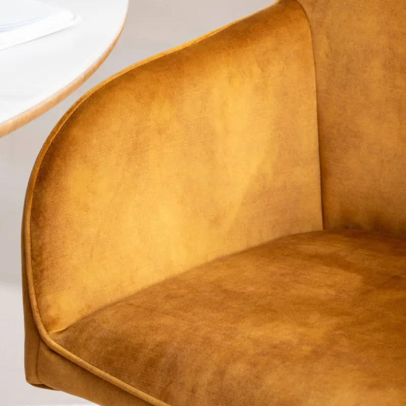 ClaudieFauteuil cosy pivotant en tissu avec pieds en métal* Chaise De Salle à Manger|Chaise De Bureau