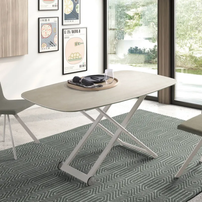 Ramiro Tarazona Clip Table basse relevable électrique forme tonneau en céramique* Table De Salon|Table Pour Petit Espace