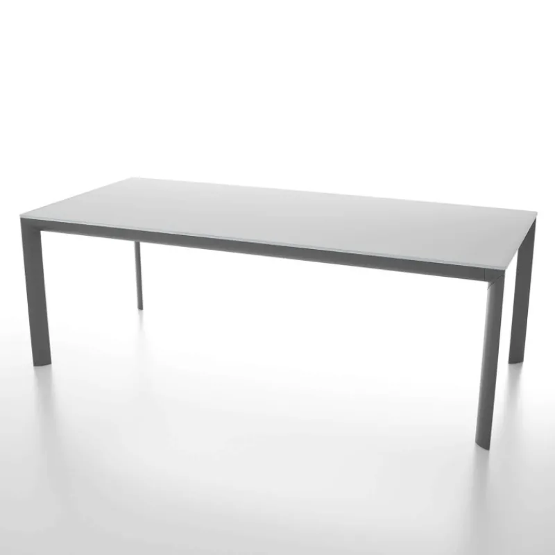 Dexo Cocoon Table rectangulaire plateau en verre trempé et pieds en métal fabriquée en Italie* Table De Salle à Manger