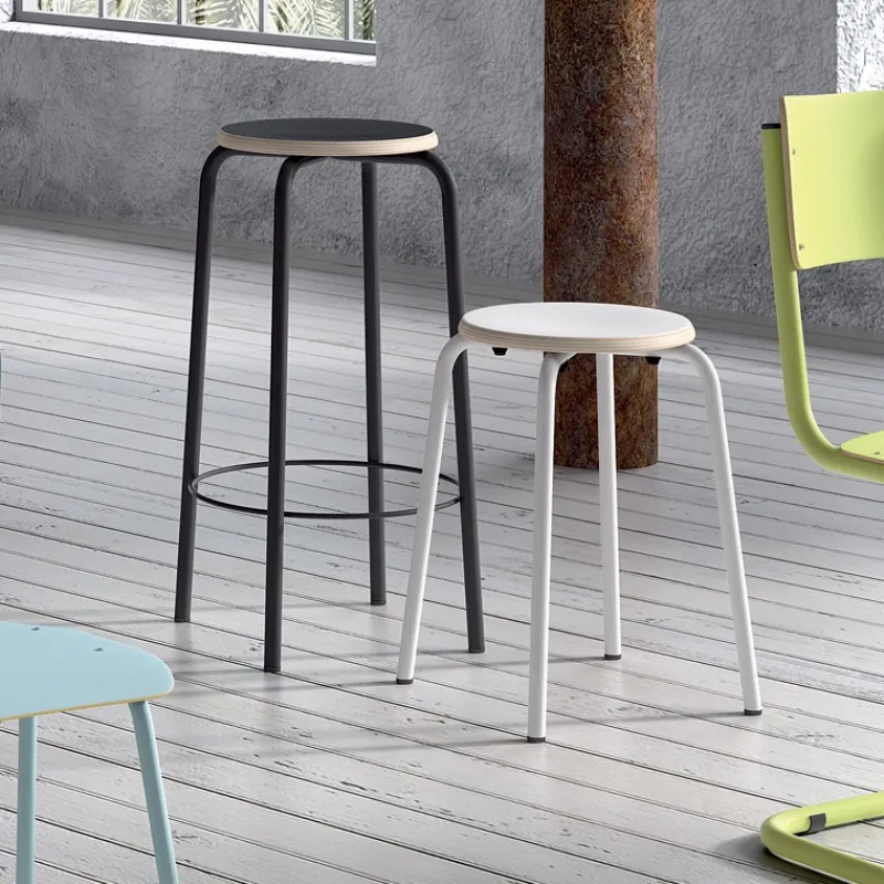 Perfecta Collège Tabouret bas vintage en métal et bois* Tabouret Bas (assise +/- 45 Cm)
