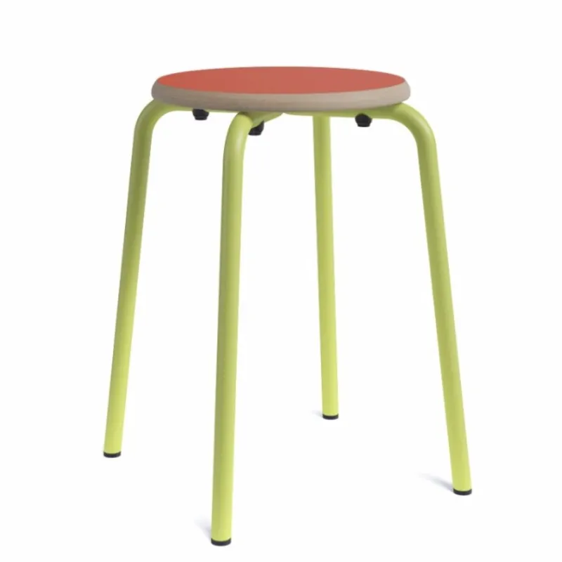 Perfecta Collège Tabouret bas vintage en métal et bois* Tabouret Bas (assise +/- 45 Cm)