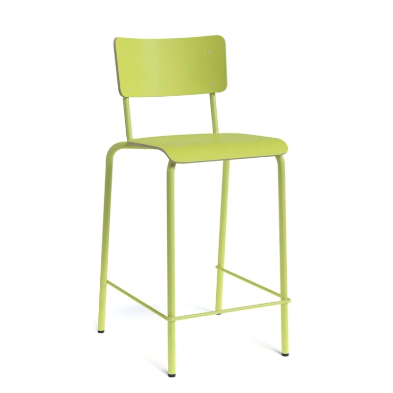 Perfecta Collège Tabouret snack vintage avec dossier en bois et métal* Tabouret Snack (assise +/- 65 Cm)|Tabouret De Bar (assise +/- 80 Cm)