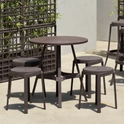 Combo Table de jardin ronde recyclée* Table De Jardin