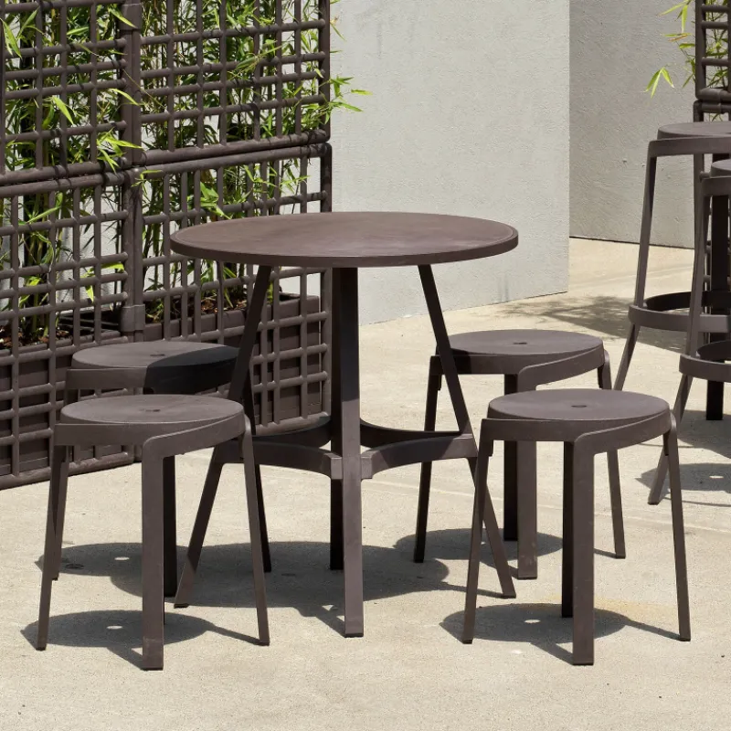 Combo Table de jardin ronde recyclée* Table De Jardin