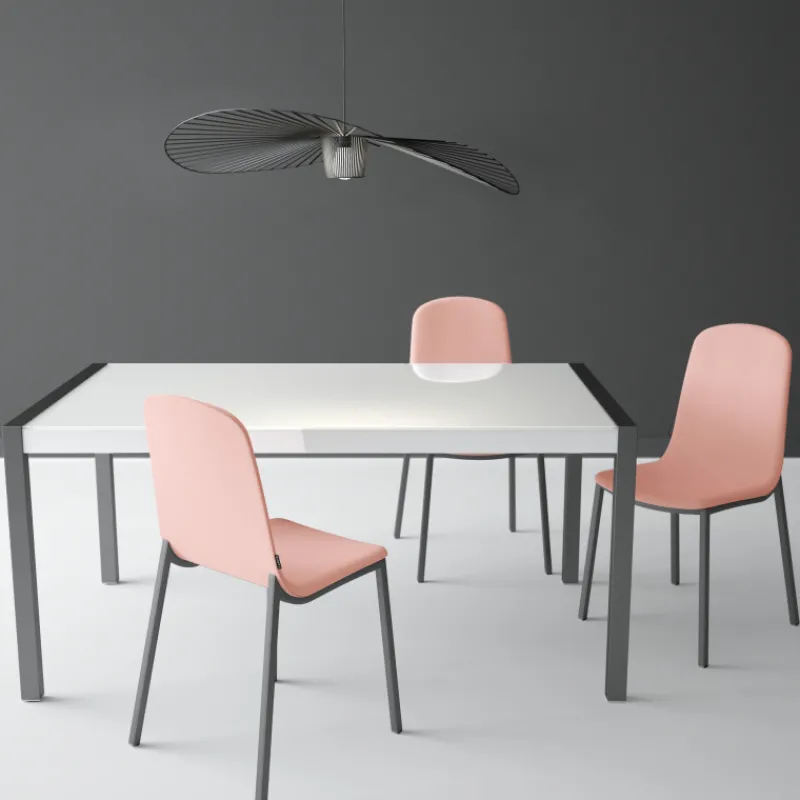 Cancio Concept métal Table en verre extensible* Table De Cuisine