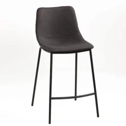CoqueTabouret snack coque en tissu gris et pieds en métal noir* Tabouret Snack (assise +/- 65 Cm)|Tabouret De Bar (assise +/- 80 Cm)