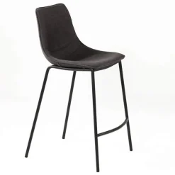 CoqueTabouret snack coque en tissu gris et pieds en métal noir* Tabouret Snack (assise +/- 65 Cm)|Tabouret De Bar (assise +/- 80 Cm)