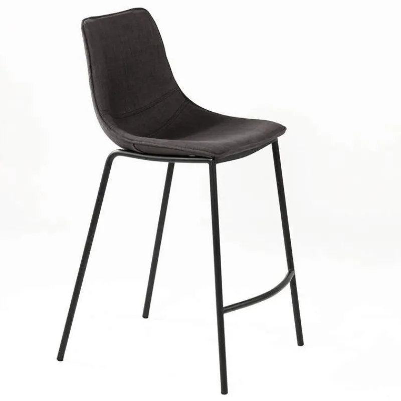 CoqueTabouret snack coque en tissu gris et pieds en métal noir* Tabouret Snack (assise +/- 65 Cm)|Tabouret De Bar (assise +/- 80 Cm)
