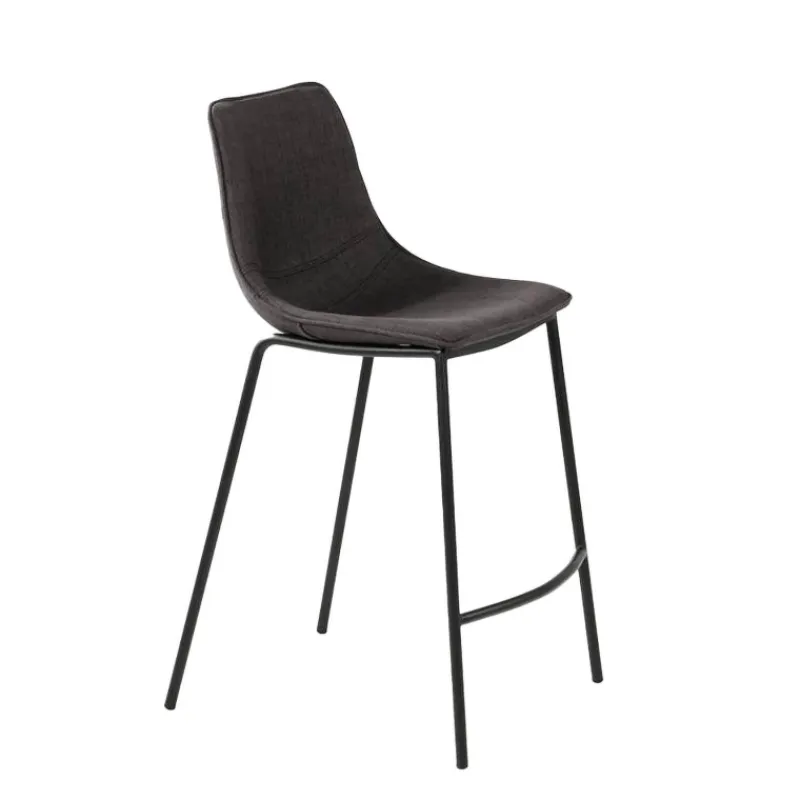 CoqueTabouret snack coque en tissu gris et pieds en métal noir* Tabouret Snack (assise +/- 65 Cm)|Tabouret De Bar (assise +/- 80 Cm)