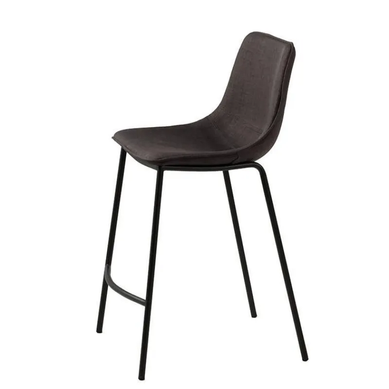CoqueTabouret snack coque en tissu gris et pieds en métal noir* Tabouret Snack (assise +/- 65 Cm)|Tabouret De Bar (assise +/- 80 Cm)