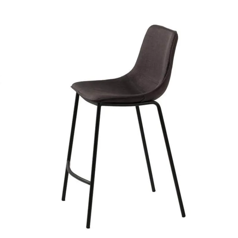 CoqueTabouret snack coque en tissu gris et pieds en métal noir* Tabouret Snack (assise +/- 65 Cm)|Tabouret De Bar (assise +/- 80 Cm)