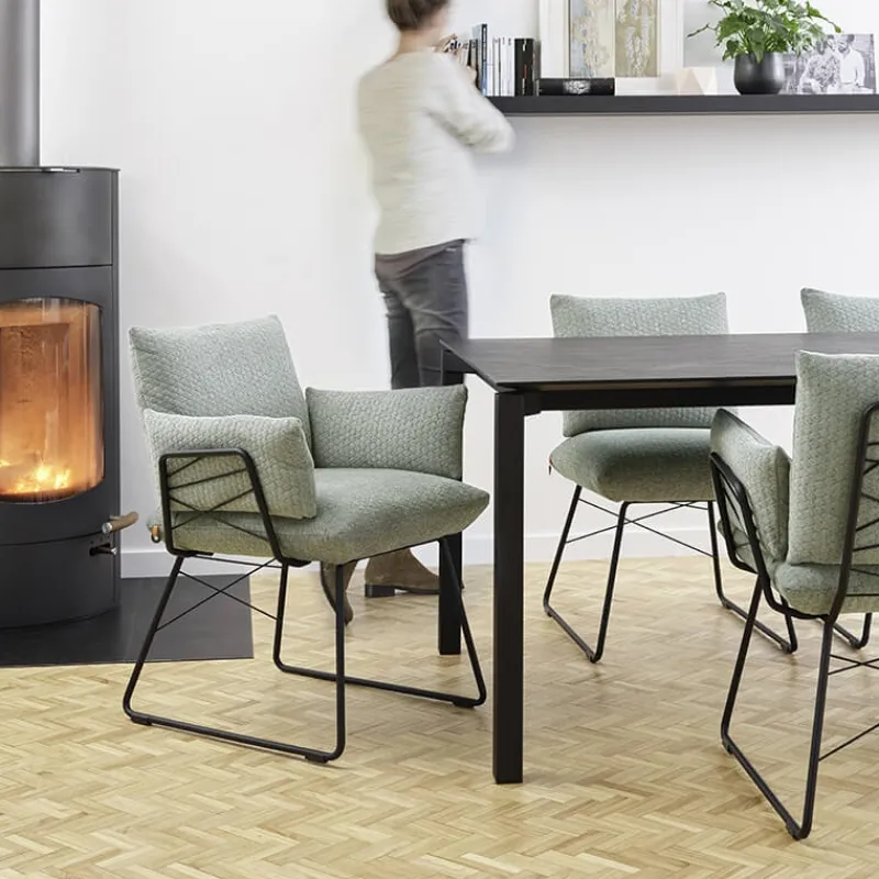 Mobitec Cosy ® Fauteuil design confortable assise en tissu et pieds en métal* Chaise De Salle à Manger|Fauteuil De Salon