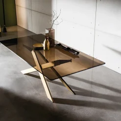 Sovet Italia Cross Sovet® Table de salle à manger design en verre et métal* Table De Salle à Manger