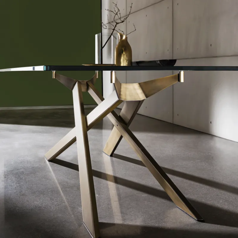 Sovet Italia Cross Sovet® Table de salle à manger design en verre et métal* Table De Salle à Manger