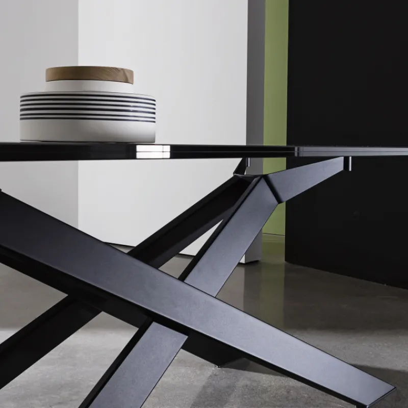 Sovet Italia Cross Sovet® Table de salle à manger design en verre et métal* Table De Salle à Manger