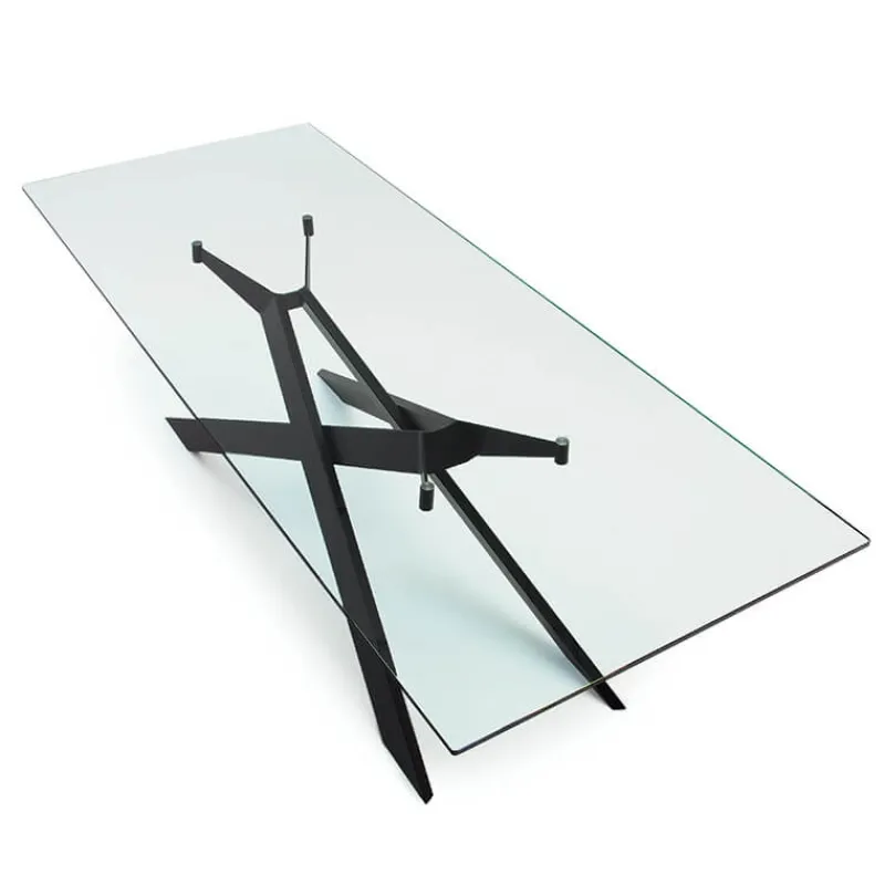 Sovet Italia Cross Sovet® Table de salle à manger design en verre et métal* Table De Salle à Manger